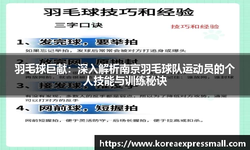 羽毛球巨献：深入解析南京羽毛球队运动员的个人技能与训练秘诀